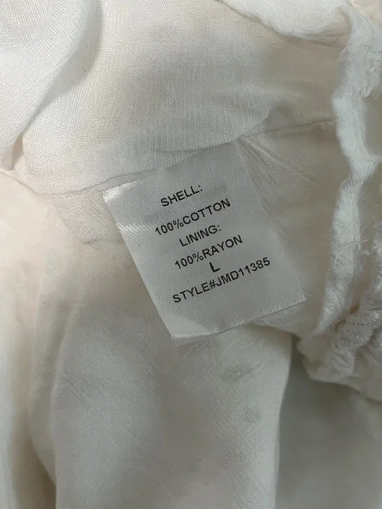 Cottagecore Fairy White Ruffle Mini Dress Large Embroidered Eyelet Kawaii - Picture 9 of 11